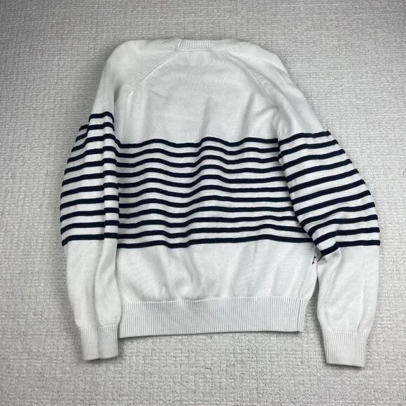 Lacoste Live! Preppy Knitted pullover Sweater White / Navy Striped Men Sz 6 Read - Picture 16 of 16